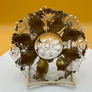 Antique gold Goofus Victorian rose small bowl, Valentine’s Day